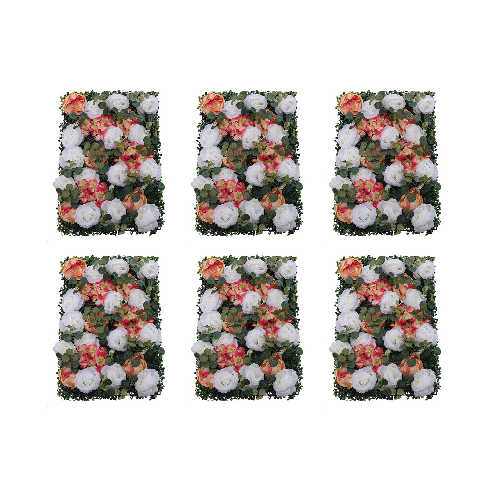 6 pannelli di fiori artificiali, 60 x 40 cm