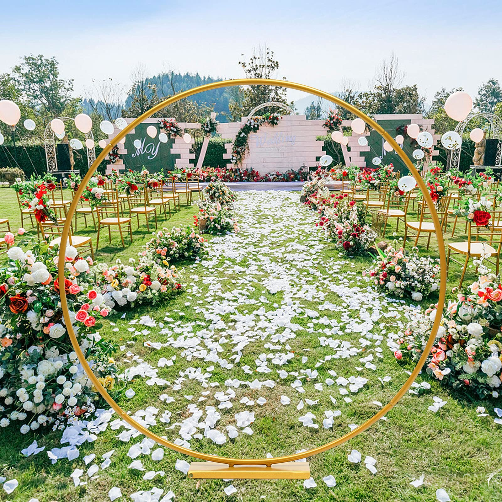 Cornice rotonda in ferro battuto Cornice floreale per matrimonio Centro di benvenuto Decorazione Addio al nubilato