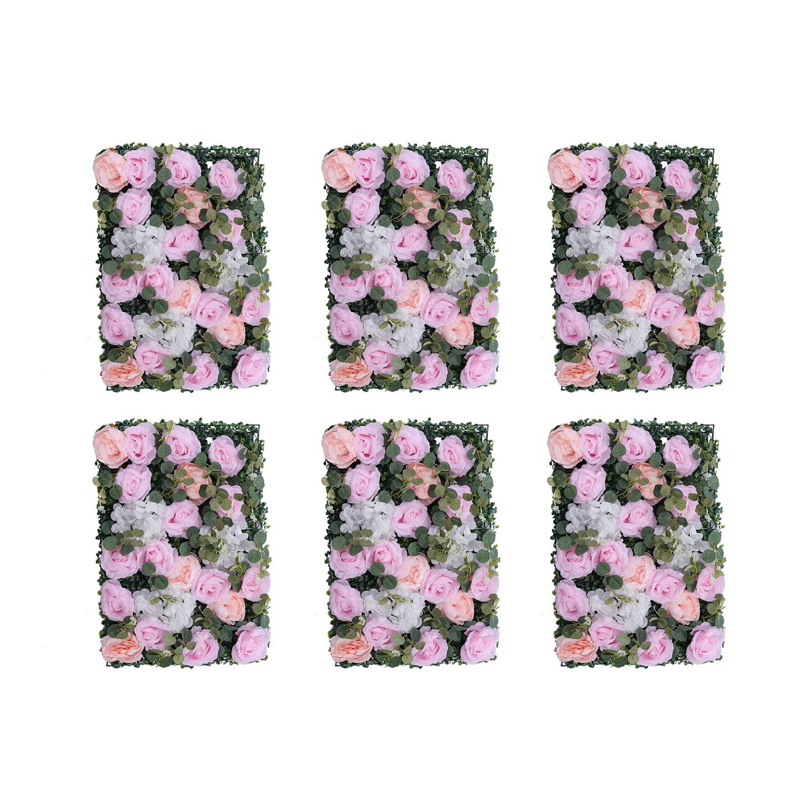 6 pareti di fiori artificiali, 60 x 40 cm, in seta