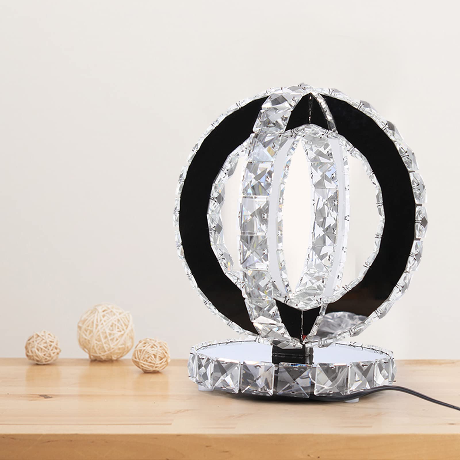 Lampada da tavolo in cristallo creativa materiale in cristallo K9, specchio chiaro trasparente, bianco caldo