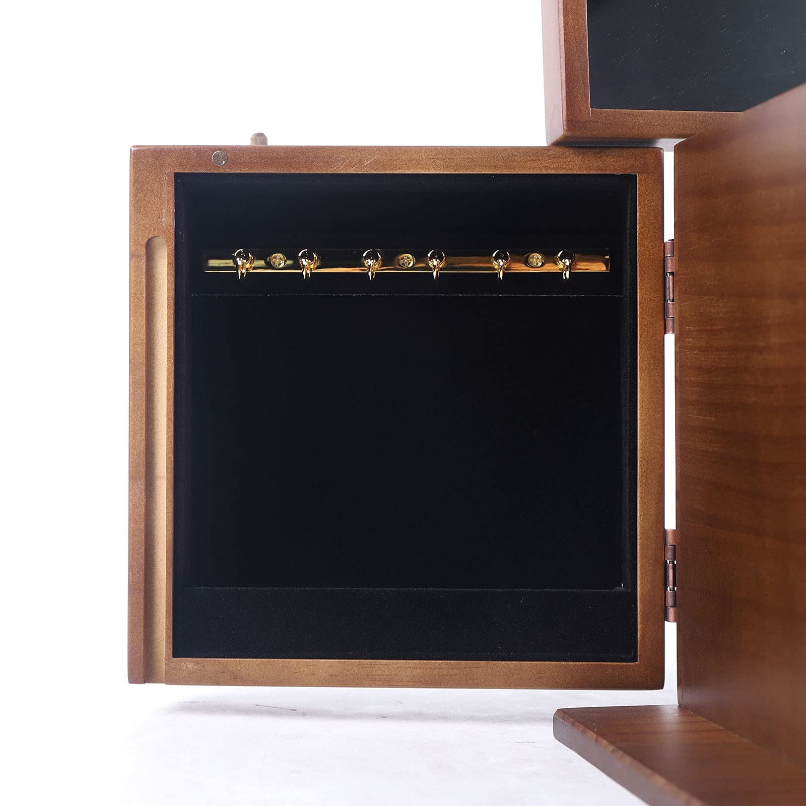 Scatola portagioielli in legno a strati Specchio incorporato, portagioie con serratura combinata Scatola portagioie in legno massello